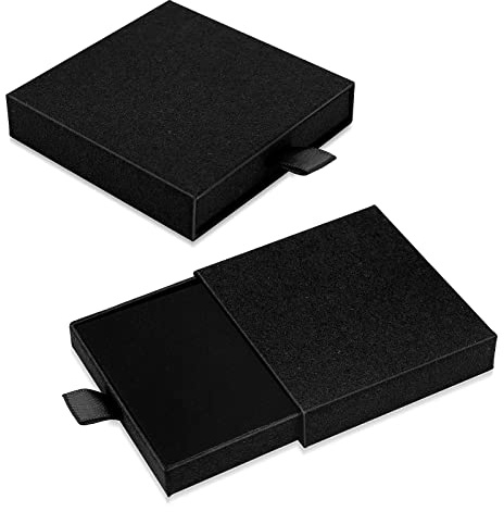 Yolev 2 Pack Jewelry Gift Boxes Cardboard Jewelry Boxes, 2.9x3.1x0.7Inch Small Gift Boxes for Bracelets Earrings Necklaces Jewelry Gift (Black)