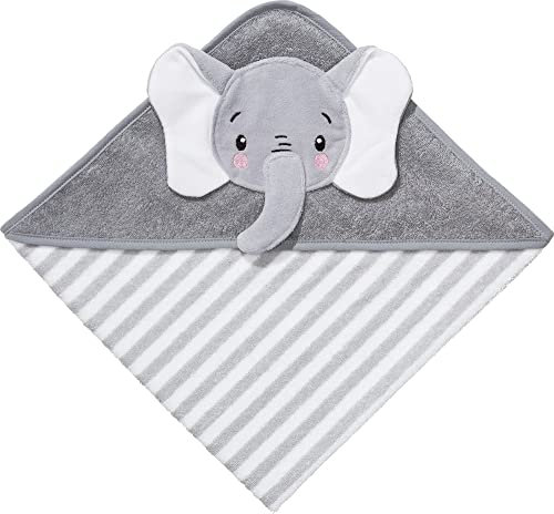 Erwin Müller Kapuzenbadetuch Elefant Walk-Frottier weiß-Silber Größe 80x80 cm