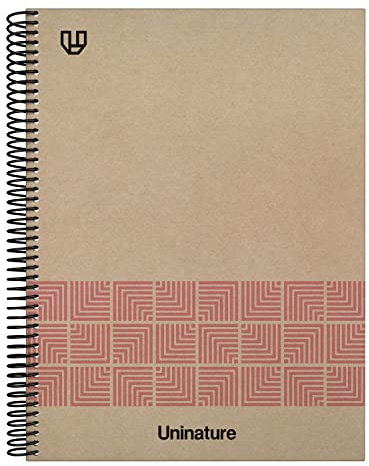 Unipapel | 100% recyceltes Notizbuch, A4, Kraftpapier, 80 Blatt, 4 x 4, 90 g, Rosa, FSC recycelt, 100% recycelt, fester Einband, Uninature Concept