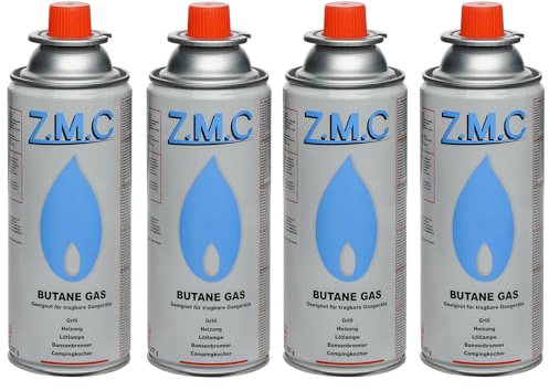 Z.M.C 4 cartuchos de gas butano de 227 g con válvula tipo MSF-1a, cartuchos universales de gas butano con conexión de bayoneta para hornillo de camping, calefacción de gas, quemador de gas, quemador