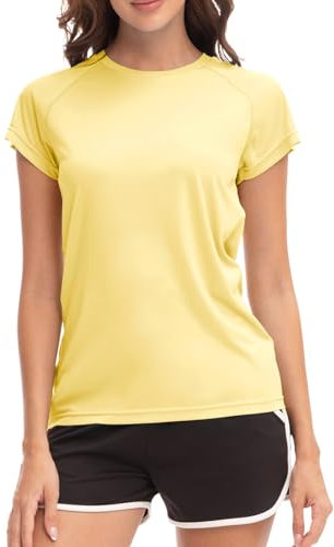 MEETWEE Damen Surf Shirt Rash Guard UV Shirts Schwimmen Tankini UPF 50+ Kurzarm Badeshirt Bademode Shirt