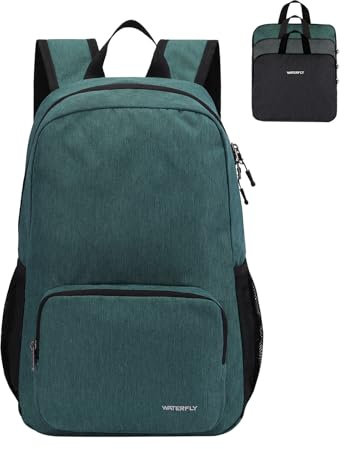 WATERFLY Rucksack Faltbar Tagesrucksack 20L: Wanderrucksack Faltrucksack Leicht Klapprucksack Daypack mit Rückenbelüftung für Wandern Reisen Städtetrips Herren Damen