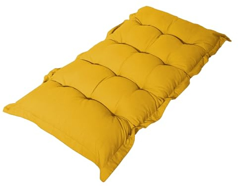Colchón de Suelo - Gran cojín de Suelo Acolchado Ultra cómodo - Futón de algodón para Pared, Banco, Tumbona, etc. - Uso Interior y Exterior - 120x60cm, Grosor 10cm - Amarillo Miel - Déco Arts