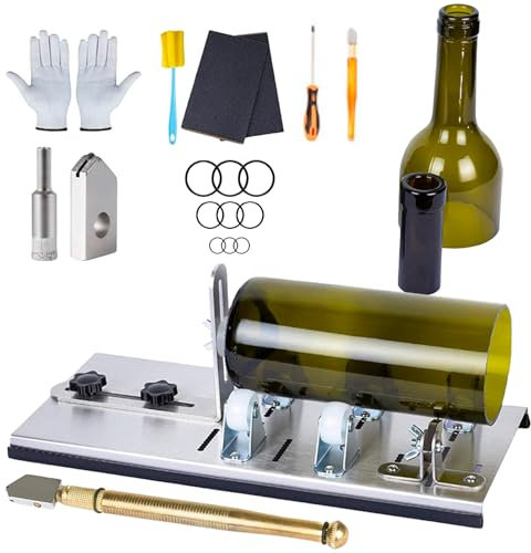 BORDEAG Juego de cortador de botellas de cristal, cortador de vidrio para botellas, cortador de botellas de vino, kit de cortador de botellas, cortador de vidrio DIY para cortar botellas, vino, licor,