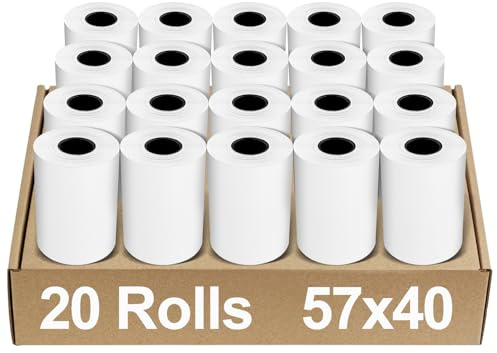 Rouleaux de Papier Thermique EC 57 mm x 15 m x 12 mm, Rouleaux Thermiques EC Cash Rouleaux de Caisse Papier pour Tickets de Caisse pour Lecteurs de Cartes de Crédit, Caisses Enregistreuses, POS, EPOS