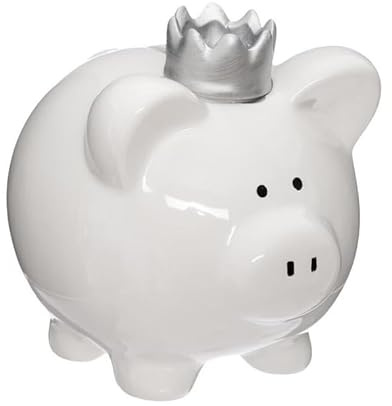 Atmosphera - Tirelire Enfant Cochon - céramique - H14-8 cm - Blanc