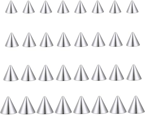 Gojewen 32stk Piercing Spitzen Kugeln 1,2mm Silber Ersatzkugel Perle Schraubkugel 3/4/5/6mm Spikes für Piercing Nase Lippe Augenbrauen Septum