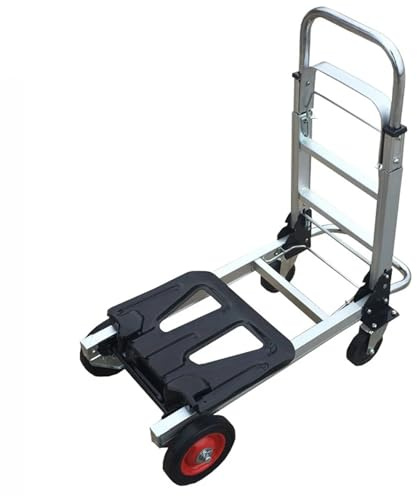 Carrello a mano pieghevole, carrello multifunzione in alluminio con 4 ruote in gomma, carrello da trasporto resistente per un facile trasporto e spostamento