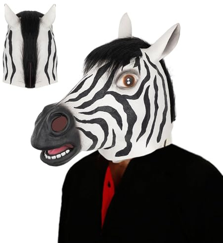 Hperu zebramask rolig realistisk helhuvud djurmask för maskerad utklädning rollspel fest - maskerad häst