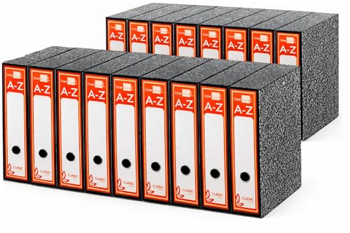 Archivador de Palanca Tamaño Folio con Caja, Archivadores de Cartón Forrado Gris con Compresor Metálico, Lomo Ancho 75 mm, Resistente. OFFICEPAPER (PACK 8 UNDS)