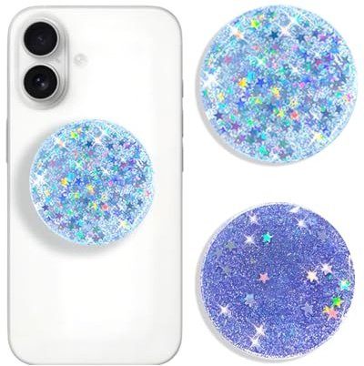 MOPZIJA 2pcs Soporte y Agarre Extensibles Hechos,Phone Holder,Agarre Movil,Agarre Soporte Expandibles Base Phone Móvil Smartphone para Teléfonos Móviles Tabletas Selfies Videos,Azul/Plata