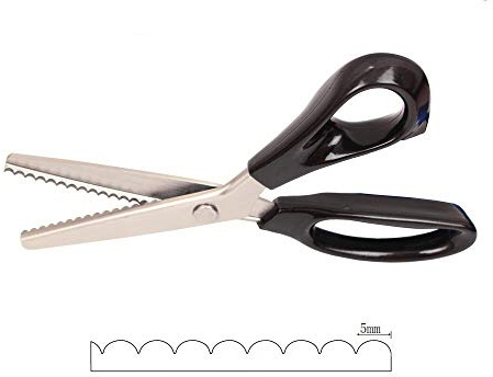 Forbici dentellate per tessuti, in acciaio inox, con lama ondulata, fatte a mano, forbici seghettate e smerlate, adatte per cuoio, bordo in tessuto, carta, multiuso (5 mm)