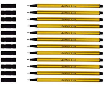 LEVIATAN D400 Fineliner Schwarz 12 Stück - Feinleiner Stift Bunt Für Den Täglichen Gebrauch Geeignet, Schreib und Schulbedarf - Linienbreite Ca. 0.4 Mm Feinlinerfilzstifte