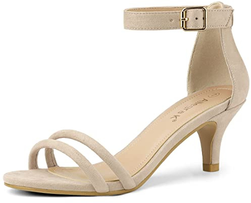 Allegra K Women Kitten Heel Ankle Strap Sandals
