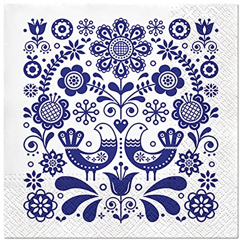 Lot de 20 serviettes en papier de soie 3 plis pour découpage - Motif Patte de Pâques (tampon folklorique)