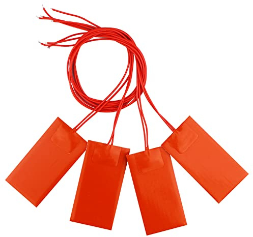 DERNORD 4PCS 12V 15W Silicone Heating Pad Rubber Flexible Heater Mat 50mm X 100mm