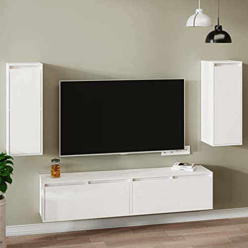 ZQQLVOO Wandschranke 2 STK. Hängeschrank Wandschrank Badschrank Küchenschrank Medizinschrank Badmöbel Weiß 30x30x80 cm Massivholz Kiefer