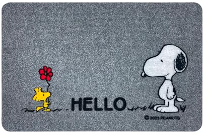 IlGruppone Peanuts Zerbino Ingresso Originale Rettangolare 40 x 60 Cm Tappeto Ingresso Asciugapassi Tappetino Antiscivolo Interno Estero Originale Idea Regalo - Hello
