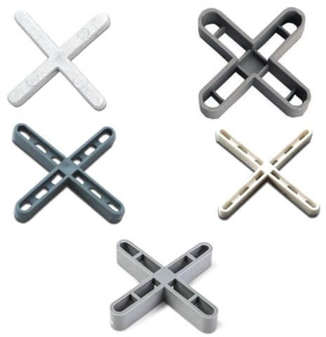 Bricoloco Crucetas baldosas y azulejos para nivelación de pavimentos. Aspas de plástico para resultado óptimo y estético en la colocación de la baldosa (7 mm. (bolsa de 100 uds.))