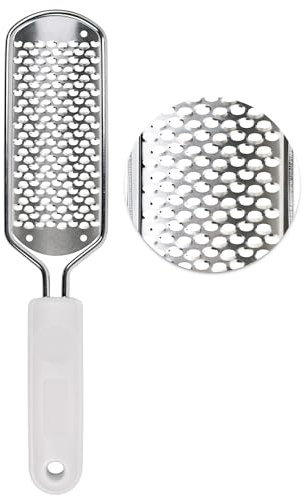 OWIIZI Lima per piedi per pedicure, per rimozione calli, in acciaio inox, esfoliante per piedi, grattugia, raspa per rimuovere la pelle morta e screpolata, per piedi bagnati e asciutti