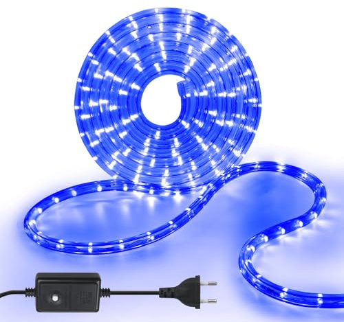 HEGEHE Tubo de luz LED para exteriores, 36LEDs/m, 220V, Manual de 8 Funciones, Azul Tubo Fluorescente para resistente al agua, para Navidad, Terraza, Salón, Fiesta(3m)