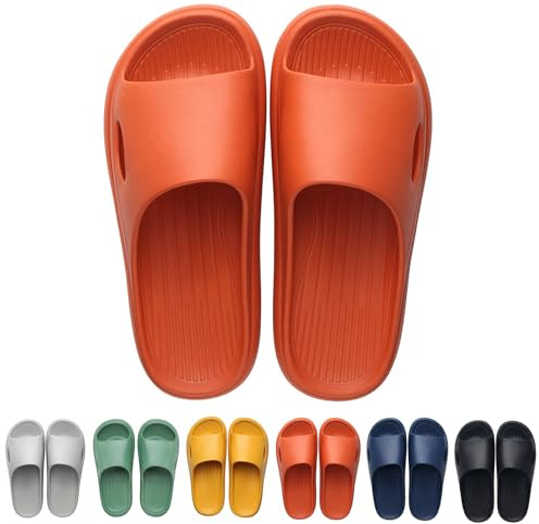 Générique Pantoufles Claquettes Femmes Hommes Ultra Doux Claquettes de Douche Antidérapante Confortable Chaussons Chaussures de Maison Piscine Plage Intérieur Slides Eté (Orange, 40/41)