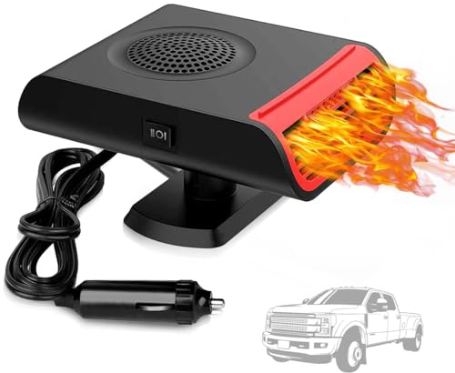 Showvigor 12V 150W Portable Car Heater Plug into Cigarette Lighter, 2 in 1 Fast Heating Defrost Defogger, 360 °Rotatable Handheld Windscreen Defogger Window Defroster for All Car