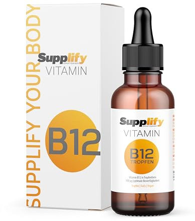 Vitamin B12 Tropfen (50ml) - 500µg Hochdosiert - 2 Aktivformen - Alkoholfrei & Vegan - Hoch bioverfügbar, laborgeprüft, ohne Zusätze in Deutschland hergestellt - Jahresvorrat
