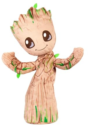 Mattel Marvel Plush, Dancing Groot English-Speaking Soft Toy, 13 Inches Tall with Sound, Phrases, Music & Dance Moves