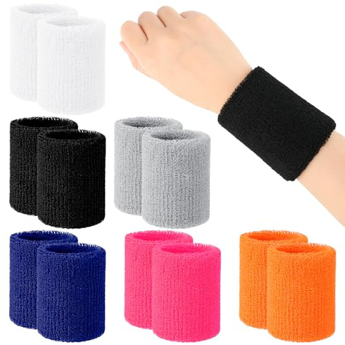 Meng Jiaran 12 Pcs Sweat Bands for Men Women Elastic Absorbent