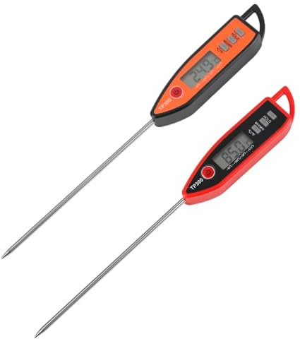 Confezione da 2 termometri digitali a lettura istantanea, impermeabili, con schermo lungo e retroilluminato, per friggitrici ad aria, acqua, liquidi, cucina, grill, barbecue, latte, zucchero