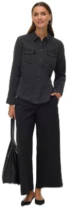 VERO MODA Vmmaria Ls Denim Slim Shirt Mix New Noos, Jean Noir, M Femmes
