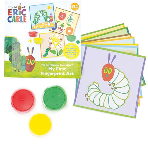 World of Eric Carle – My First Fingerprint Art Kit | The Very Hungry Caterpillar | Includes 10 Colouring Sheets & 3 Finger Paints | Safe, Washable Creative Fun for Toddlers 12 Months+