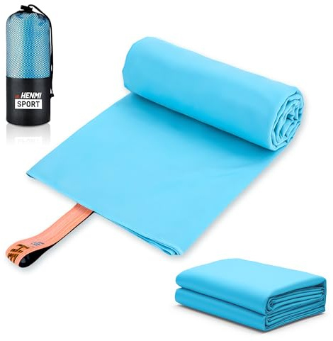 HENMI Mikrofaser Handtuch Blau 50x100CM,Schnelltrocknend Fitness Handtücher