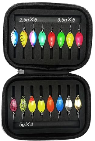 Spoon Fishing Lure With Storage Bag Spinner Hard Metal Baits Artificial Baits Spinner Blinkers Easily Use Spoon Lure With Metal Hook For Freshwater Saltwater