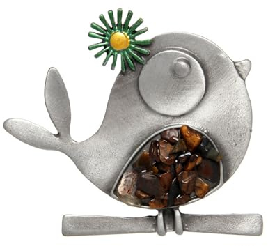 Broche perle oiseau vintage avec Accent émail, ton argent en alliage en forme d'oiseau épinglette, élégant Corsage floral pour robe traditionnelle-marron