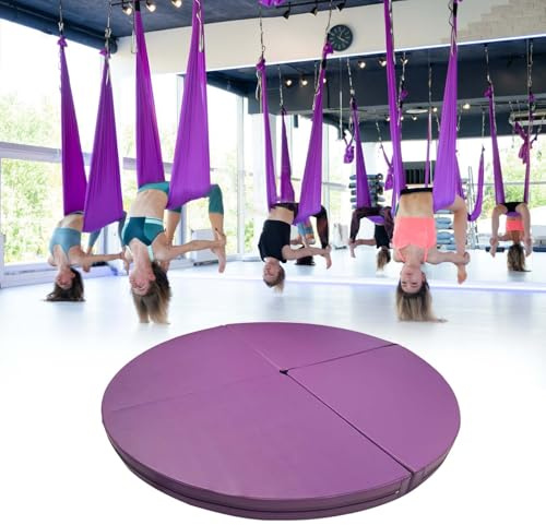 Pole dance-matta, halkfri mottagningsmatta för luftring, hopfällbar rund matta för pole dance gym och hem, tjockt skydd för yoga och fitness