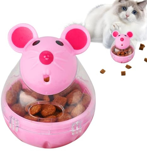 Balle de nourriture interactive pour chat – Jouet d'alimentation lente en forme de souris, distributeur réglable pour animaux de compagnie, activité d'alimentation d'exercice pour chats, favorise un