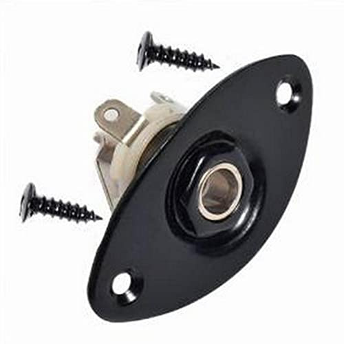 Guitar Jack Socket, Accessories Electric Guitar Bass k Socket 1/4 Output Input Jack Cover Plate with 2 Mounting Screws(COLOR:Black)