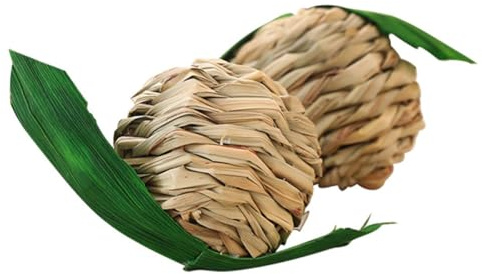 BCOATH Rabbit Chew Straw Ball Toys, Hand Woven 2Pcs Chewing Balls