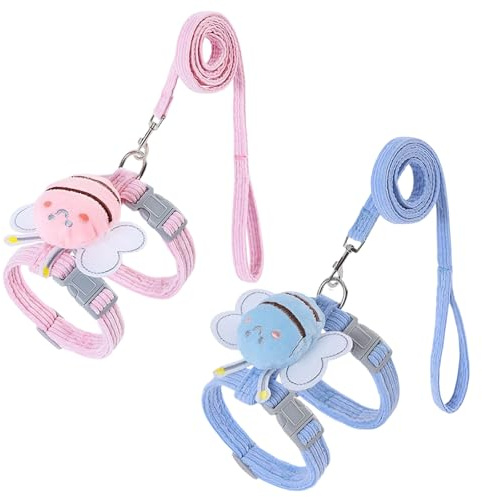 MLPKOI 2PCS Cat Harness and Leash Set, Lightweight and Soft, Escape Proof Cat Harnesses and Leash, Escape Proof Adjustable Kitten Harness, Walking Travel Kitten Harness for Small Medium Large Cats