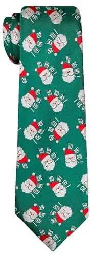 Retreez Corbata de Navidad microfibra de Patrón de Papá Noel Santa Claus Ho Ho Ho de Navidad para niño 8-10 años - Verde