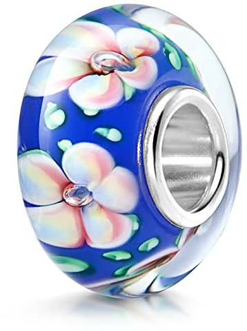 MATERIA by Matthias Wagner Bead Charm Anhänger Blumen blau für Armband 1010