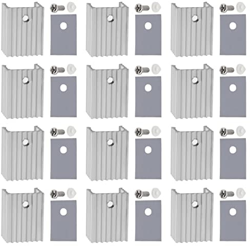 ECSiNG 20-pack TO-220 Aluminium Kylfläns med Isolator/Montage Satser för TO-220 Mosfet Transistorer, Power IC, LM78XX, LM317, IRFXXX, TDAXX, 20 mm x 15 mm x 10 mm