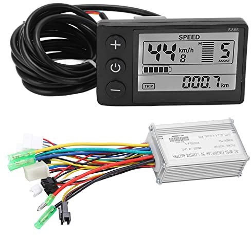 BOROCO Brushless Motor Controller Kit,Elektrofahrrad 36V/48V 250W/350W 15A Bürstenloser Motor Controller,6 Mosfet LCD866 Display Panel Ebike Controller Kit für 22.2 mm Lenker