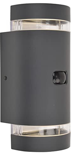 Außenwandleuchte FOCUS in Anthrazit,Wandleuchte m.Bewegungsmelder aus Aluminium m.GU10-Fassung,Außenleuchte mit Up-&Down-Effekt,moderne Außenlampe,wetterfeste Wandlampe,geeignet Smart Leuchtmittel