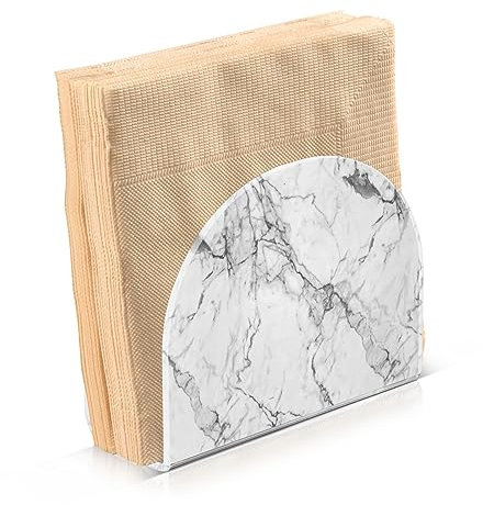 Quteprint Porte-serviettes moderne en acrylique marbré noir pour table, organisateur de serviettes de ferme, distributeur de rangement de serviettes de table en papier pour fête et dîner