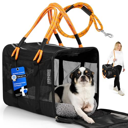 Schleppo Hundetasche für kleine Hunde 7kg [ATMUNGSAKTIV] - Hunde Transporttasche für Auto & Zuhause - Wasserdicht & Sicher - Auch ideal als Katzentransporttasche - transportbox Hund hundetransportbox