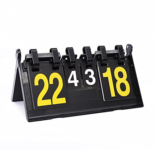 Lnlscle Tragbare Flip Sport Anzeigetafel 4 Stellig Wettkämpfe Kerbe Zähltafel für Volleyball Badminton Tischtennis Fußball Basketball