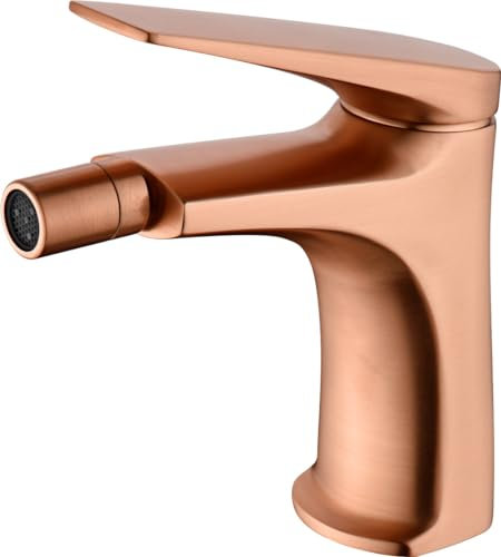 Mice BDD055-2ORC Einhebelmischer für Bidet, aus Messing, WC-Wasserhähne, geeignet für Kalt-/Warmwasser, Bidetarmatur, Roségold, gebürstet